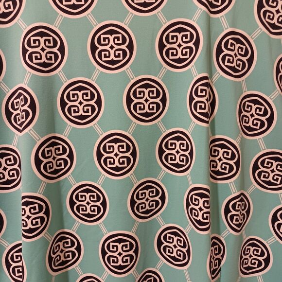 Lulu B Teal Blue Geometric V-Neck Long Sleeve Button Front Top Large Colorful - Picture 5 of 8